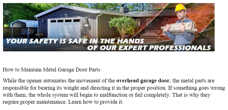 How to Maintain Metal Garage Door Parts - Garage Door Repair Sachse